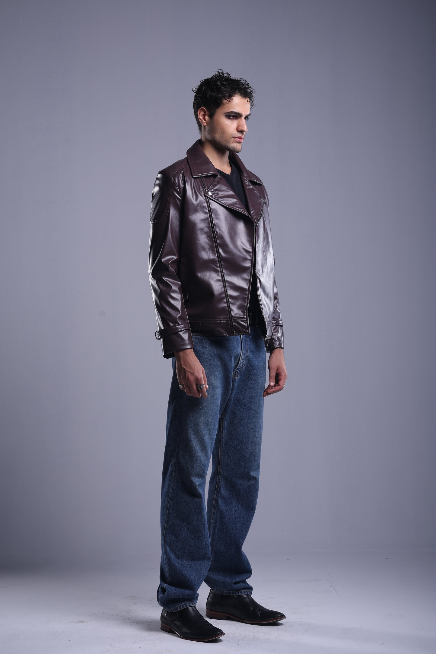 Faux Leather brown & Black classic jacket