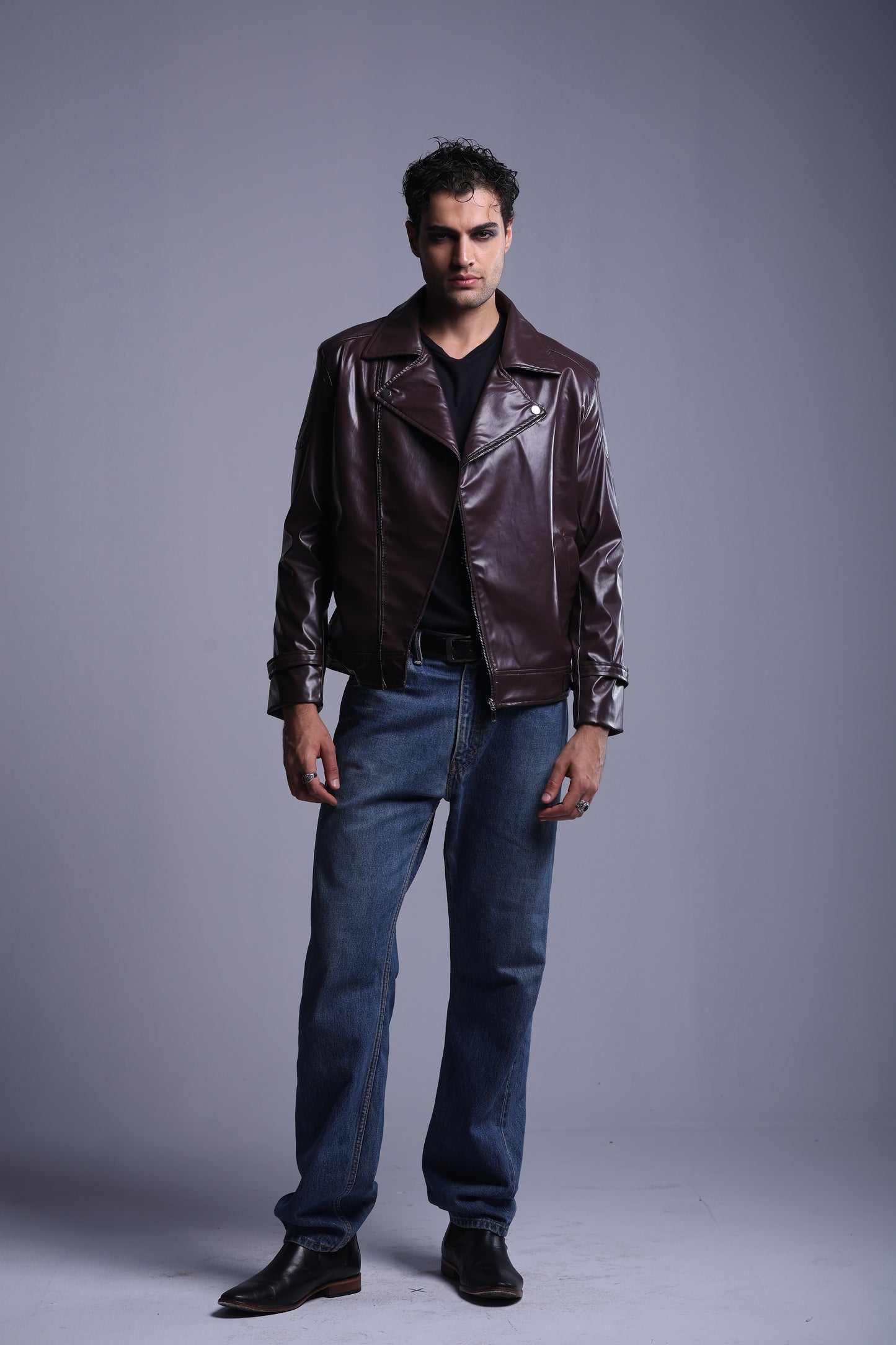 Faux Leather brown & Black classic jacket