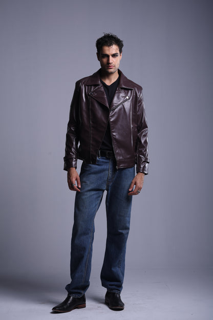 Faux Leather brown & Black classic jacket