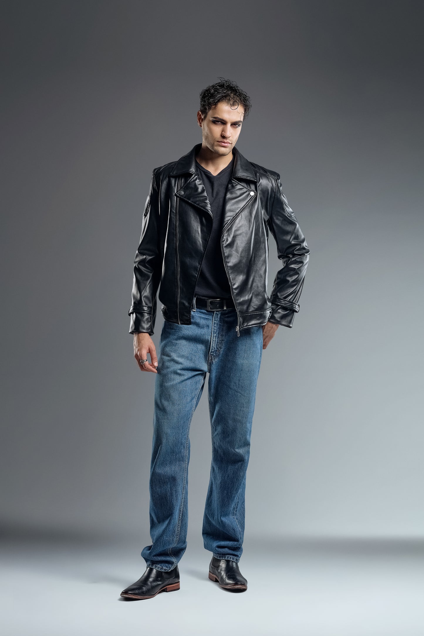 Faux Leather brown & Black classic jacket