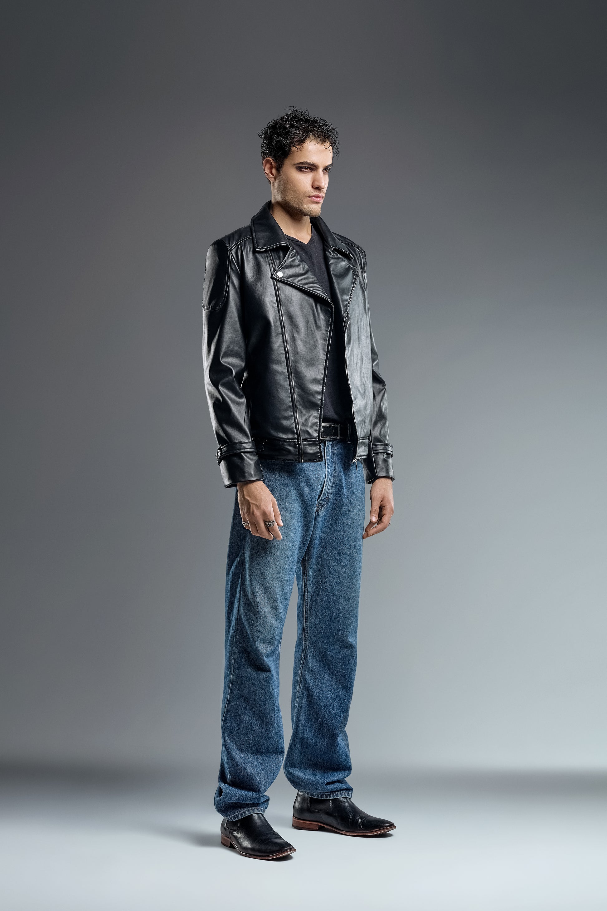 Faux Leather brown & Black classic jacket