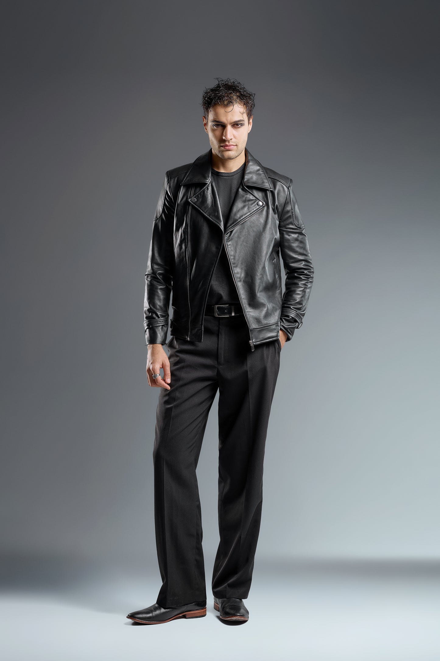 Genuine Leather brown & Black classic jacket