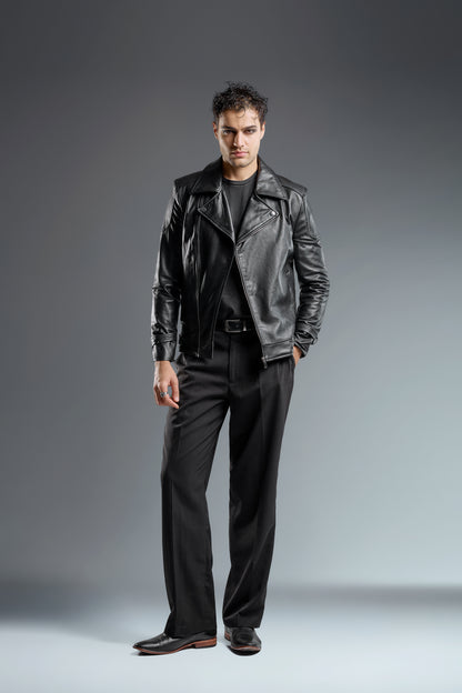 Genuine Leather brown & Black classic jacket