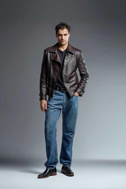 Genuine Leather brown & Black classic jacket