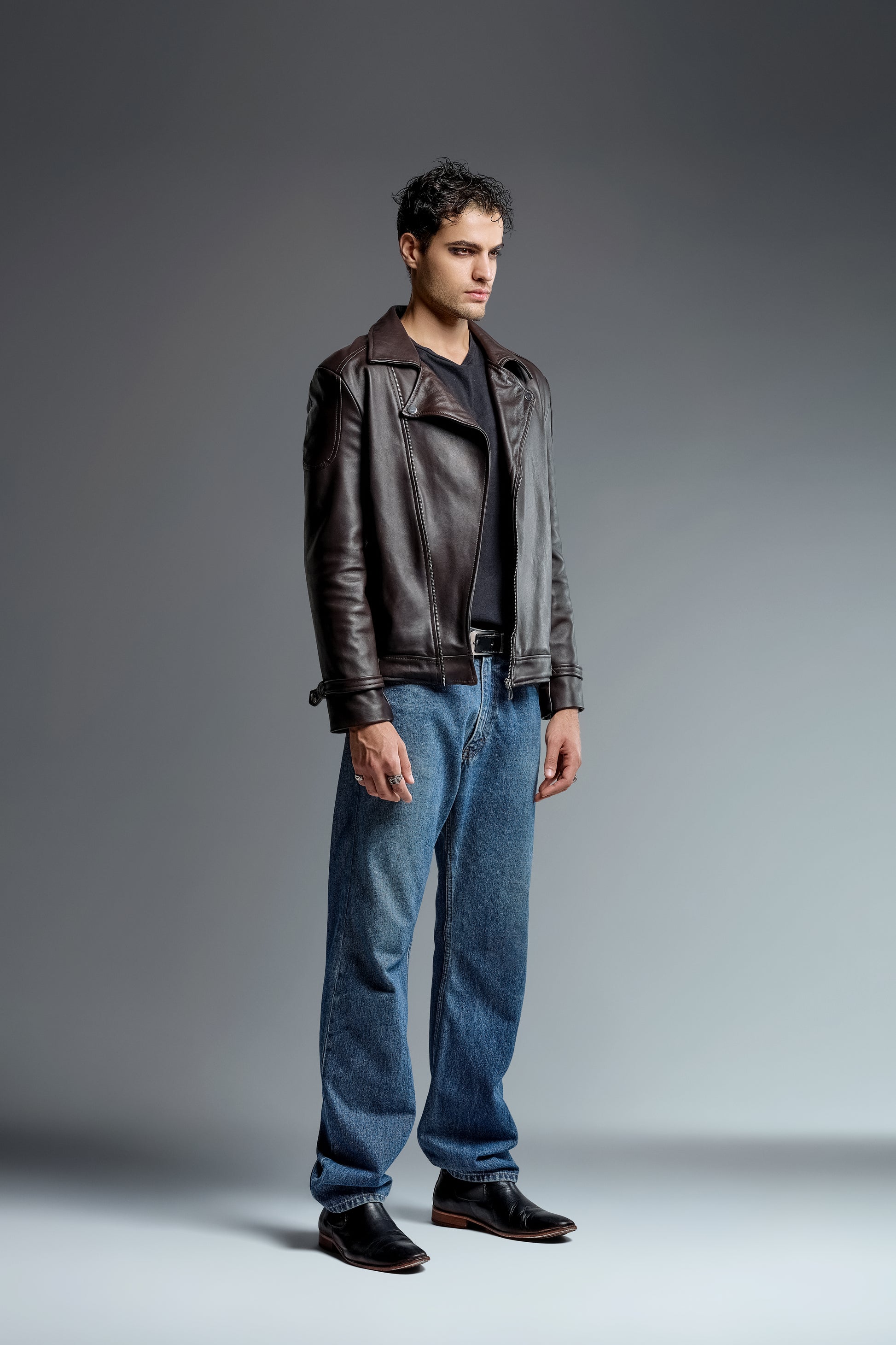 Genuine Leather brown & Black classic jacket