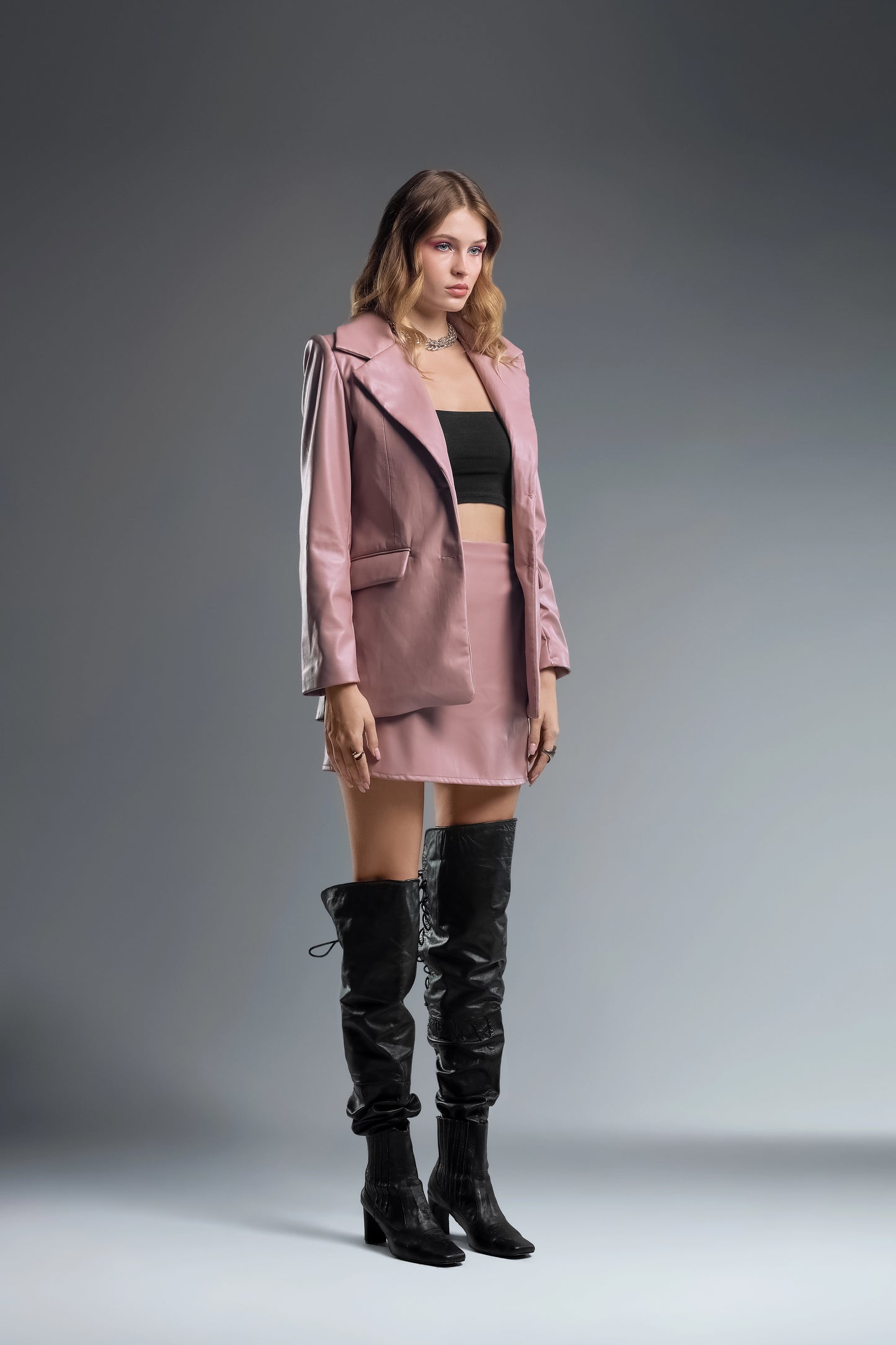 Two tone set (Pink Front) faux leather